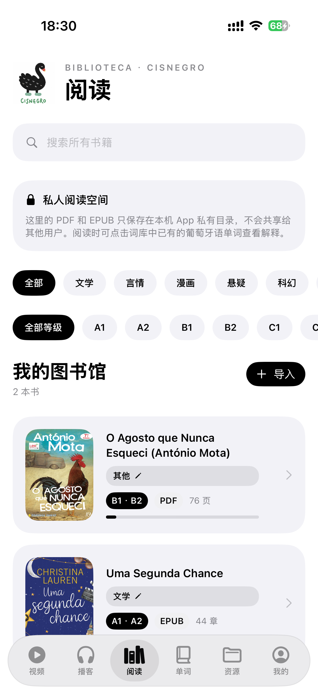 CISNEGRO App 阅读真实页面